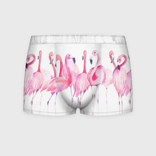 Мужские трусы Фламинго розовый на белом / 3D-принт – фото 1