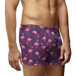 Трусы-боксеры мужские Фиолетовые фламинго цвета 3D-принт — фото 2