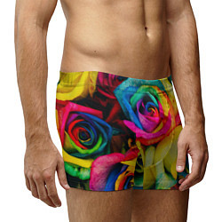 Трусы-боксеры мужские Разноцветные розы, цвет: 3D-принт — фото 2