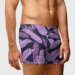 Трусы-боксеры мужские Tropical leaves 4 purple, цвет: 3D-принт — фото 2