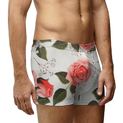 Трусы-боксеры мужские Нежные розы, цвет: 3D-принт — фото 2