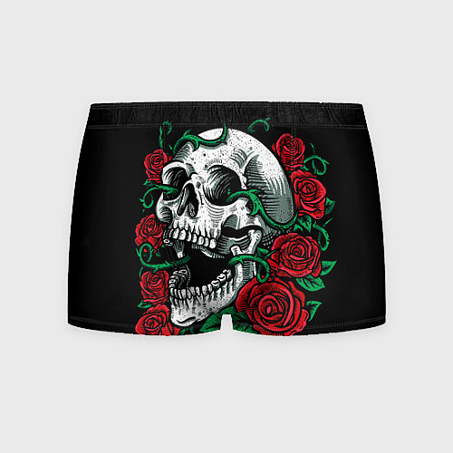 Мужские трусы Череп и Розы / 3D-принт – фото 1