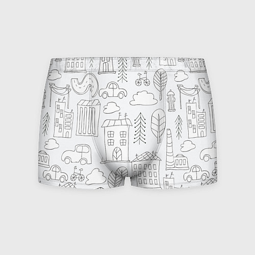 Мужские трусы Нарисованный город / 3D-принт – фото 1
