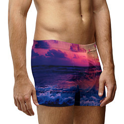Трусы-боксеры мужские Закат на берегу, цвет: 3D-принт — фото 2