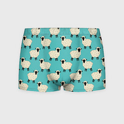 Мужские трусы Овечки паттерн на бирюзовом