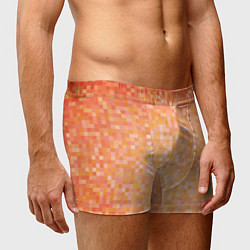 Трусы-боксеры мужские Оранжевая пиксель абстракция, цвет: 3D-принт — фото 2