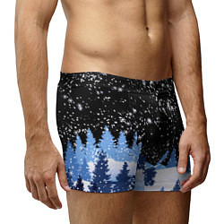 Трусы-боксеры мужские Снежная ночь в зимнем лесу, цвет: 3D-принт — фото 2