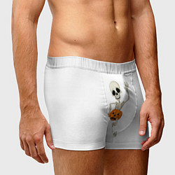 Трусы-боксеры мужские Скелет в тыкве, цвет: 3D-принт — фото 2
