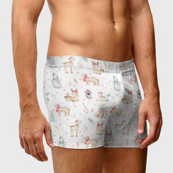 Трусы-боксеры мужские Паттерн с оленями и медведями, цвет: 3D-принт — фото 2