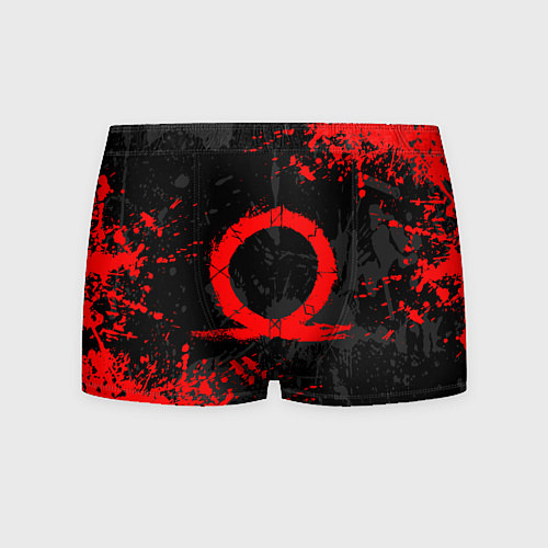 Мужские трусы GOD OF WAR LOGO RED, БРЫЗГИ КРАСОК / 3D-принт – фото 1