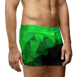 Трусы-боксеры мужские Изумрудный Зеленый Геометрия, цвет: 3D-принт — фото 2