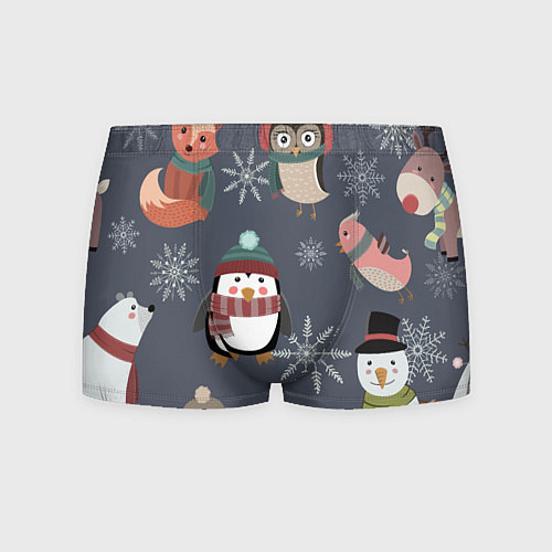 Мужские трусы НОВОГОДНИЙ ПАТТЕРН ЖИВОТНЫЕ / 3D-принт – фото 1