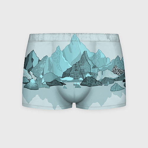 Мужские трусы Голубой горный пейзаж с темно-серыми тенями / 3D-принт – фото 1