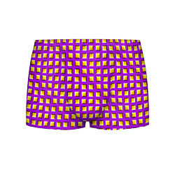 Трусы-боксеры мужские Фиолетовый Фон с Желтыми Квадратами Иллюзия Движен, цвет: 3D-принт