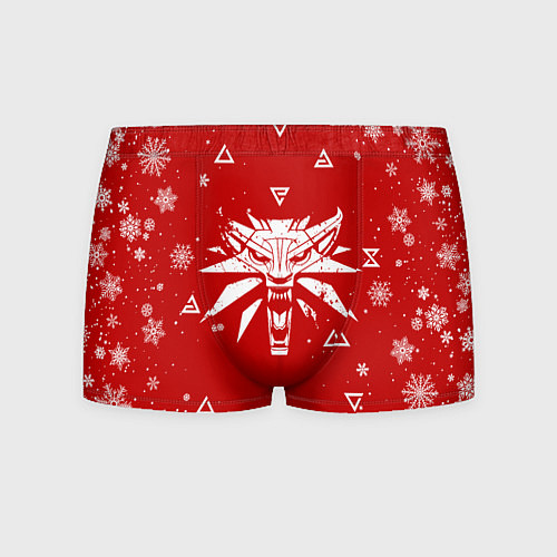 Мужские трусы КРАСНЫЙ СВИТЕР ВЕДЬМАК НОВОГОДНИЙ / 3D-принт – фото 1