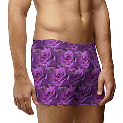 Трусы-боксеры мужские Фиолетовые цветы паттерн, цвет: 3D-принт — фото 2