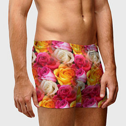 Трусы-боксеры мужские Красные, желтые и белые розы, цвет: 3D-принт — фото 2