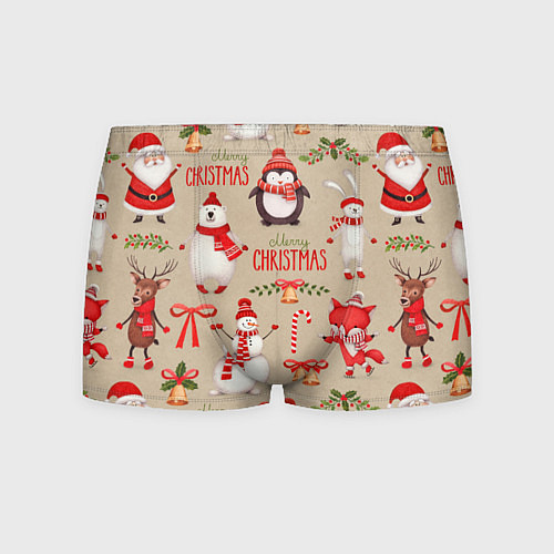 Мужские трусы СЧАСТЛИВОГО РОЖДЕСТВА MERRY CHRISTMAS / 3D-принт – фото 1