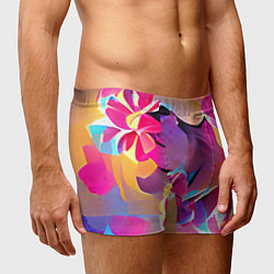 Трусы-боксеры мужские Тропические краски Цветы, цвет: 3D-принт — фото 2