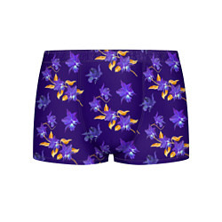 Трусы-боксеры мужские Цветы Фиолетовые Ирисы На Синем Фоне, цвет: 3D-принт