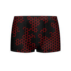 Трусы-боксеры мужские НАНОКОСТЮМ Black and Red Hexagon Гексагоны, цвет: 3D-принт