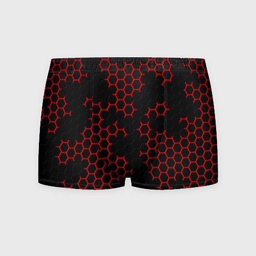 Мужские трусы НАНОКОСТЮМ Black and Red Hexagon Гексагоны / 3D-принт – фото 1