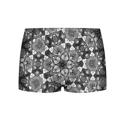 Трусы-боксеры мужские Черно-белый геометрический мозаичный узор, цвет: 3D-принт