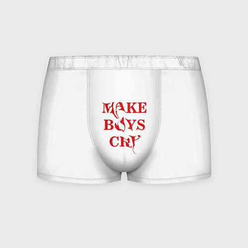 Мужские трусы Make boys cry дизайн с красным текстом / 3D-принт – фото 1