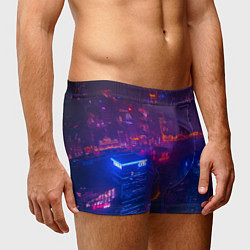 Трусы-боксеры мужские Неоновый город с высоты - Фиолетовый, цвет: 3D-принт — фото 2