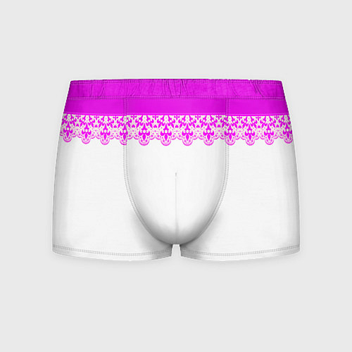 Мужские трусы White and pink lace pattern / 3D-принт – фото 1