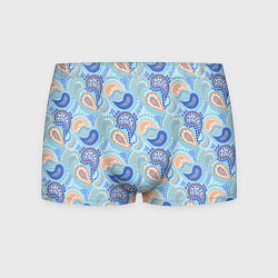 Трусы-боксеры мужские Турецкий огурец Turkish cucumber blue pattern, цвет: 3D-принт