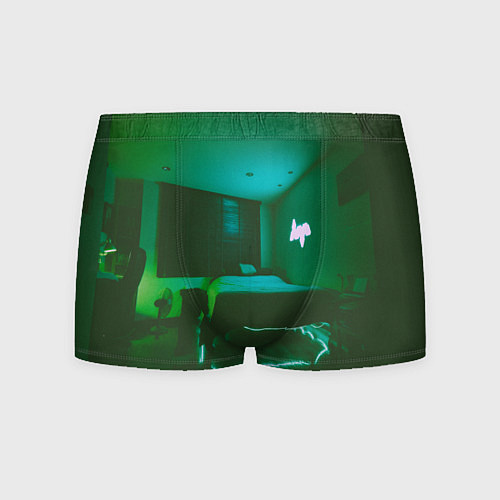Мужские трусы Неоновая спальня - Зелёный / 3D-принт – фото 1
