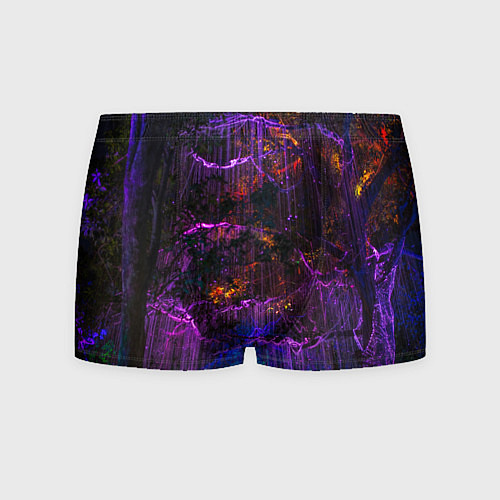 Мужские трусы Неоновые лучи и листья - Фиолетовый / 3D-принт – фото 1