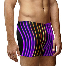 Трусы-боксеры мужские Неоновые линейные фонари - Фиолетовый, цвет: 3D-принт — фото 2