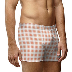 Трусы-боксеры мужские Light beige plaid fashionable checkered pattern, цвет: 3D-принт — фото 2