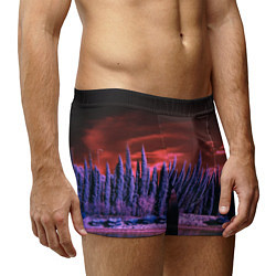 Трусы-боксеры мужские Абстрактный фиолетовый лес и тёмная река, цвет: 3D-принт — фото 2