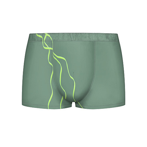 Мужские трусы Абстрактные зеленые линии на фоне цвета хаки / 3D-принт – фото 1