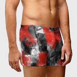Трусы-боксеры мужские Черно-красная абстрактная текстура акварели, цвет: 3D-принт — фото 2