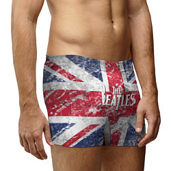 Трусы-боксеры мужские The Beatles - лого на фоне флага Великобритании, цвет: 3D-принт — фото 2