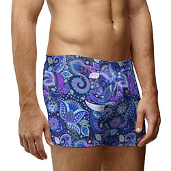Трусы-боксеры мужские Фиолетовые цветы узор, цвет: 3D-принт — фото 2