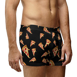 Трусы-боксеры мужские Куски пиццы на черном фоне, цвет: 3D-принт — фото 2
