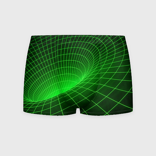 Мужские трусы Зелёная неоновая чёрная дыра / 3D-принт – фото 1
