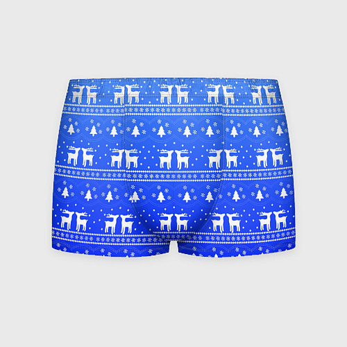 Мужские трусы Синий орнамент с оленями / 3D-принт – фото 1