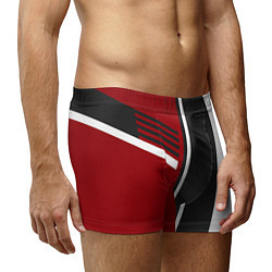 Трусы-боксеры мужские Красные, белые, чёрные полосы, цвет: 3D-принт — фото 2