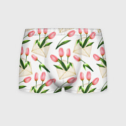 Трусы-боксеры мужские Тюльпаны в конвертах - паттерн, цвет: 3D-принт