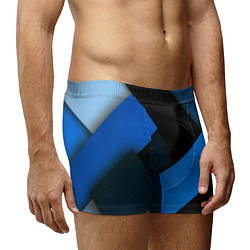 Трусы-боксеры мужские Геометрия синие полосы, цвет: 3D-принт — фото 2