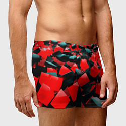 Трусы-боксеры мужские Черно красные кубы, цвет: 3D-принт — фото 2