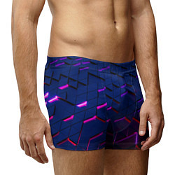 Трусы-боксеры мужские Неоновые треугольники с подсветкой, цвет: 3D-принт — фото 2