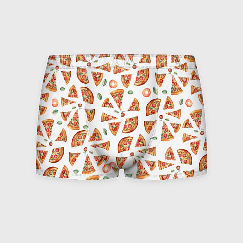 Мужские трусы Кусочки пиццы - паттерн на белом / 3D-принт – фото 1