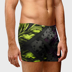 Трусы-боксеры мужские Темная фиолетовая текстура с листьями, цвет: 3D-принт — фото 2
